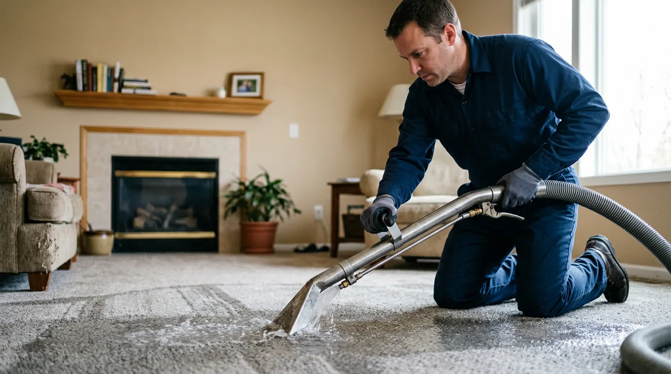 Water damage restoration technician working near Trinity Center, CA